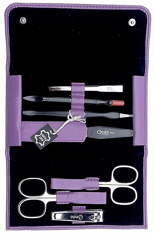 Zestaw do manicure Summer Folding, 7 elementów w liliowym etui - Credo Solingen Luxurious — Zdjęcie N2