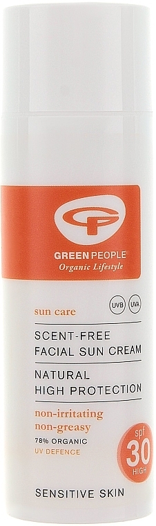 Bezzapachowy krem ​​do opalania twarzy - Green People Facial Sun Cream SPF30