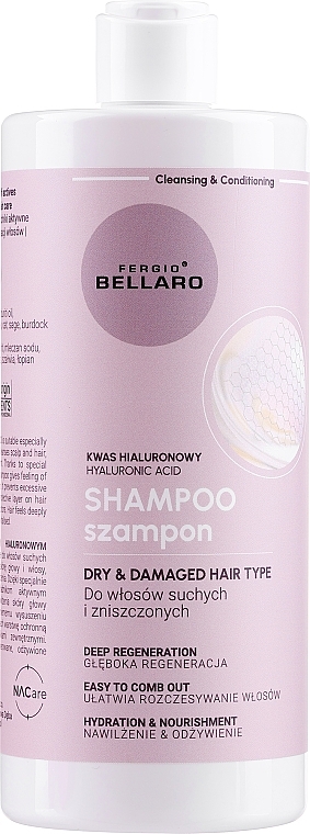 Szampon do włosów suchych i zniszczonych z kwasem hialuronowym - Fergio Bellaro Hyaluronic Acid Dry & Damaged Hair Type Shampoo — Zdjęcie N1