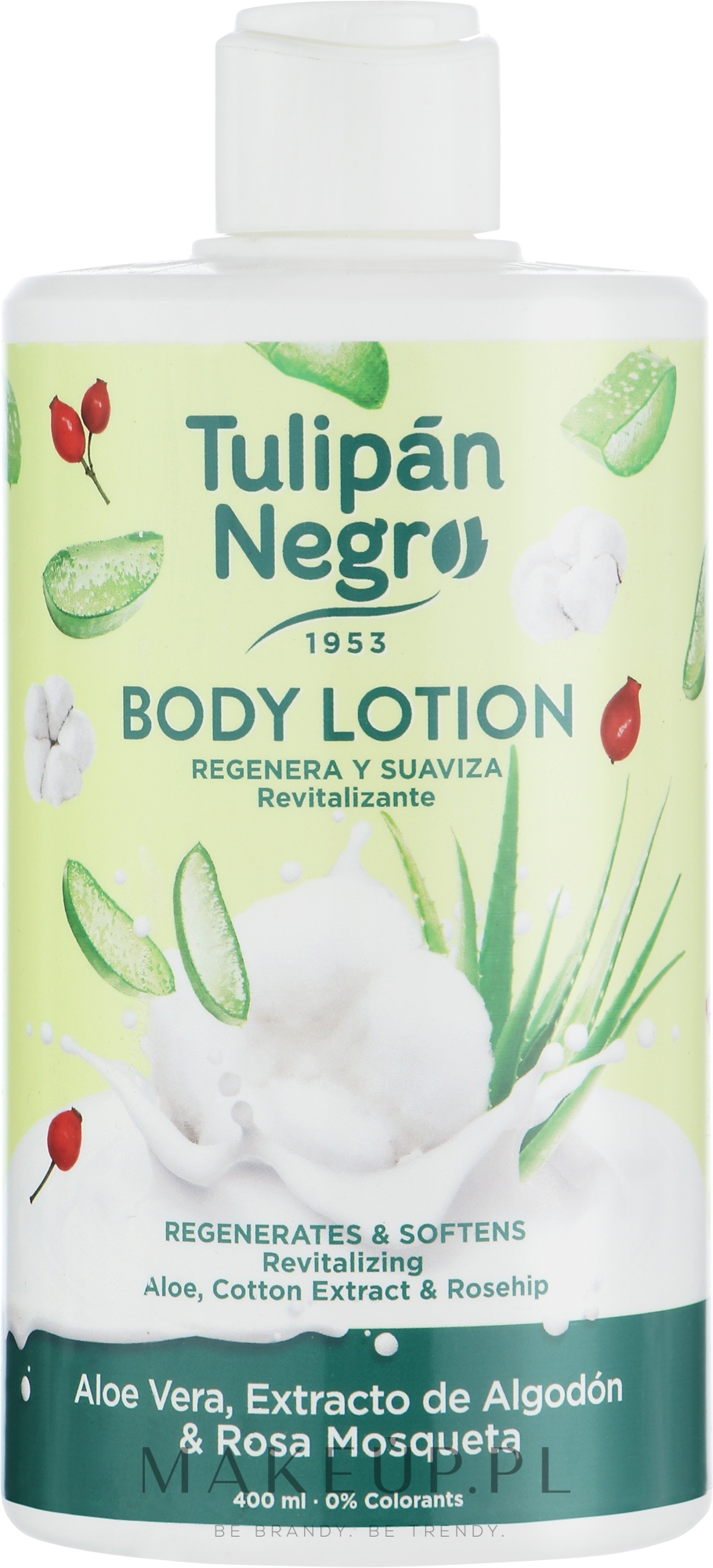 Balsam do ciała z aloesem, bawełną i dziką różą - Tulipan Negro Aloe Vera Cotton & Rosehip Body Lotion — Zdjęcie 400 ml