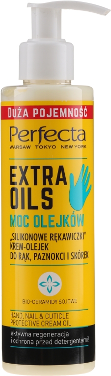 Krem-olejek do rąk, skórek i paznokci, ochrona przed detergentami - Perfecta Extra Oils Hand, Nail & Cuticle Protective Cream Oil — Zdjęcie N1