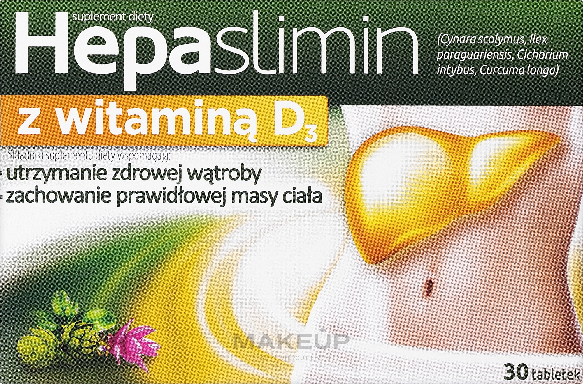 Suplement diety Hepaslimin z witaminą D3 - Aflofarm Hepaslimin With Vitamin D3 — Zdjęcie 30 szt.