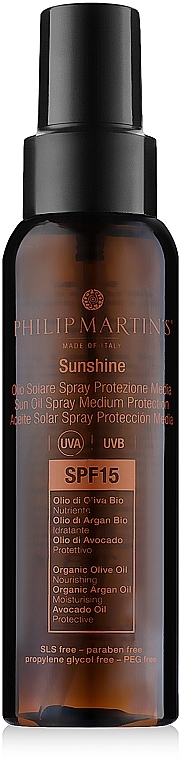 PRZECENA! Nawilżający spray do twarzy i ciała z ochroną przed słońcem - Philip Martin's Sunshine SPF 15 Spray * — Zdjęcie N2