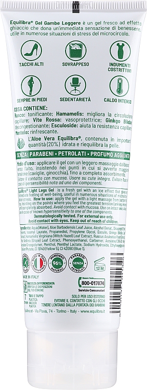 Żel z aloesem Lekkie nogi - Equilibra Light Leg Aloe Vera Gel — Zdjęcie N2