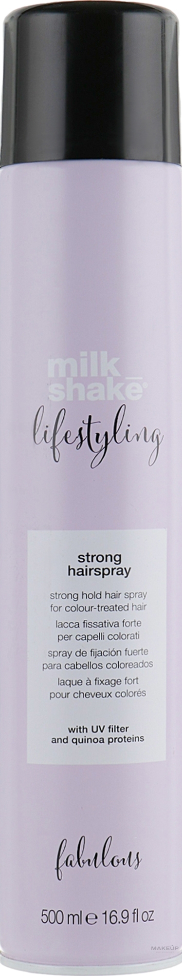 Silnie utrwalający lakier do włosów - Milk Shake Lifestyling Hairspray Strong — Zdjęcie 500 ml