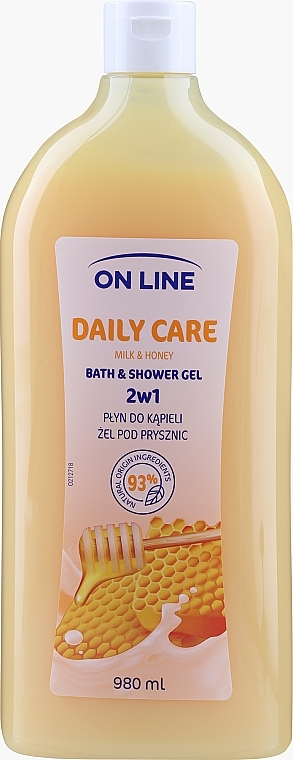 Żel pod prysznic 2w1 Mleko i miód - On Line Daily Care Milk & Honey Bath & Shower Gel — Zdjęcie N1