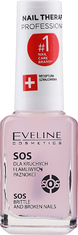 Odżywka wzmacniająca dla kruchych i łamliwych paznokci, S.O.S. - Eveline Cosmetics Nail Therapy Professional — Zdjęcie N1