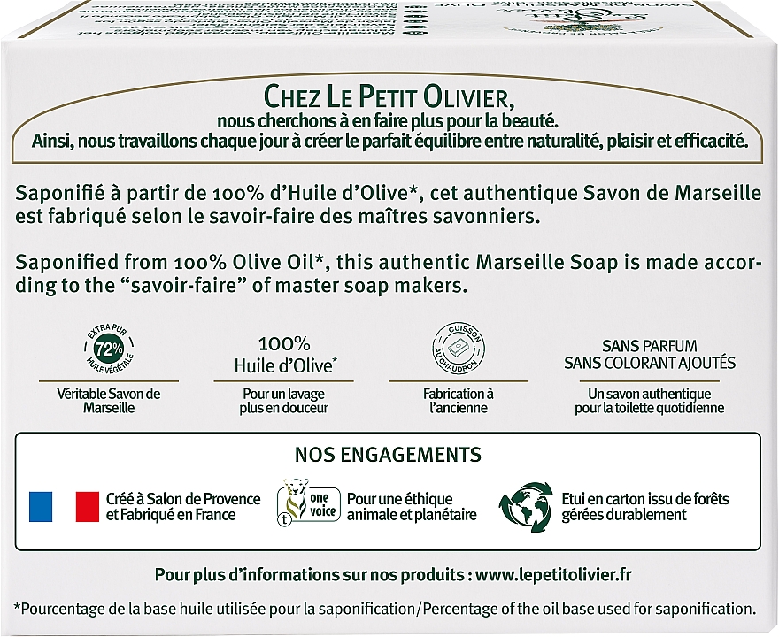 Perfumowane mydło w kostce - Le Petit Olivier Olive Marseille Soap — Zdjęcie N3