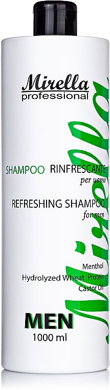 Szampon do włosów dla mężczyzn, z mentolem i olejkiem rycynowym - Mirella Professional Shampoo — Zdjęcie N2