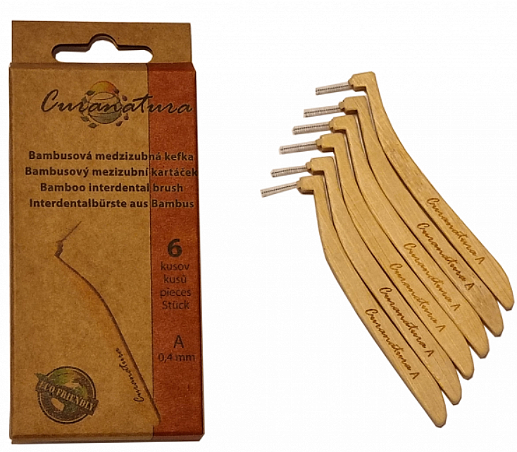 Bambusowe szczoteczki międzyzębowe, rozm. A (0,4 mm), 6 szt. - Curanatura Interdental Toothbrush — Zdjęcie N1