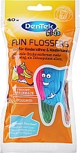 Kup Wykałaczki dziecięce z nicią, zielony+niebieski+różowy - DenTek Kids Fruit Fun Flossers