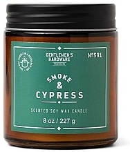 Kup PRZECENA! Świeca zapachowa w słoiku - Gentleme's Hardware Scented Soy Wax Glass Candle 591 Smoke & Cypress *