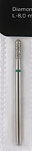 Frez diamentowy 2,3 mm, L-8 mm, zaokrąglony, zielony - Head The Beauty Tools — Zdjęcie N1