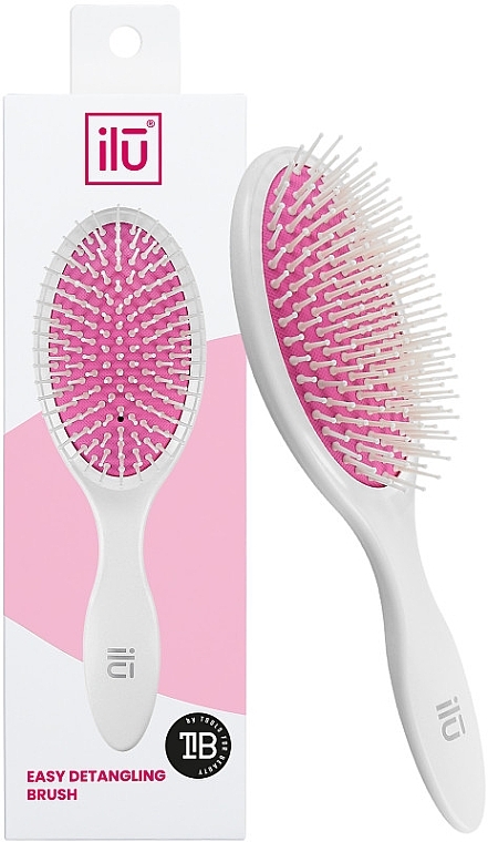 Szczotka do włosów, biała i różowa - Ilu Ballpoint Detangling Hair Brush — Zdjęcie N1