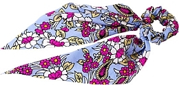 Gumka do włosów ze wstążką, jasnoniebieska w kwiatowy wzór - Lolita Accessories  — Zdjęcie N1