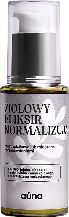 Ziołowy eliksir normalizujący do twarzy z olejem konopnym - Auna Herbal Normalizing Elixir With CBD Oil — Zdjęcie N1