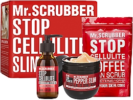 Zestaw Schudnij latem z Mr.Scrubberem - Mr.Scrubber Stop Cellulite Body (oil/100ml + cr/hot/250g + scrub/200g) — Zdjęcie N1