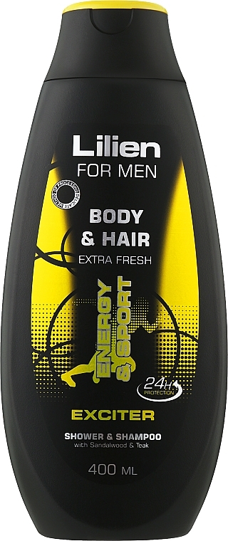 Żel pod prysznic i szampon dla mężczyzn Exciter - Lilien For Men Body & Hair Exciter Shower & Shampoo — Zdjęcie N1
