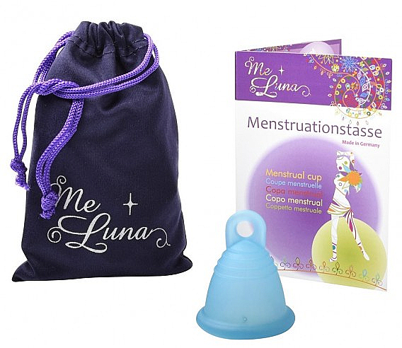 Kubeczek menstruacyjny, rozmiar L, niebieski - MeLuna Soft Shorty Menstrual Cup  — Zdjęcie N1