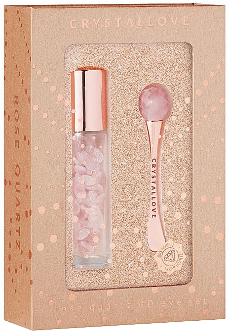 Zestaw - Crystallove Rose Quartz 3D Eye Set Limited Edition (bottle/1 pc + massager/1 pc) — Zdjęcie N2