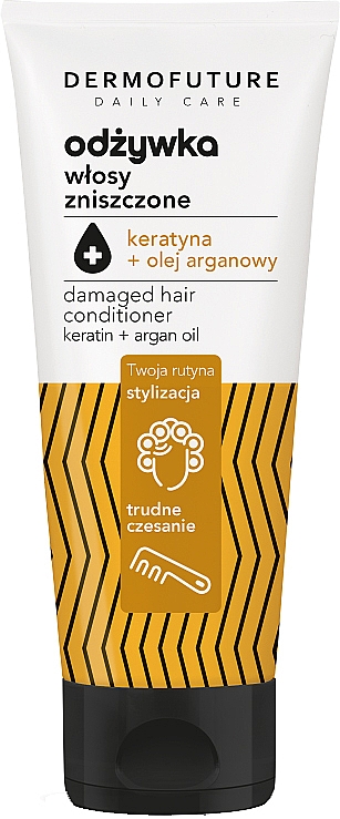 Odżywka do włosów zniszczonych z keratyną i olejem arganowym - Dermofuture Daily Care Damaged Hair Conditioner