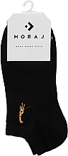 Bawełniane skarpety damskie z haftem, czarne - Moraj — Zdjęcie N1