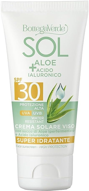 Krem przeciwsłoneczny do twarzy - Bottega Verde Sol Aloe + Hyaluronic Acid Face Sunscreen SPF30 — Zdjęcie N1