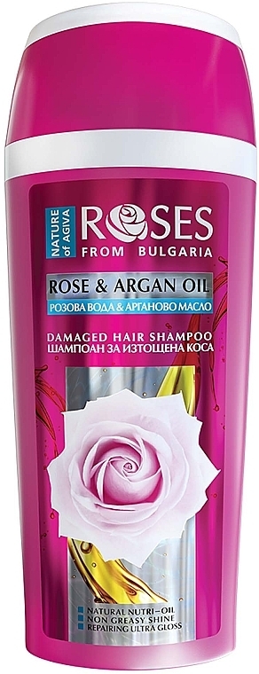 Szampon do włosów zniszczonych Woda różana i olej arganowy - Nature of Agiva Roses Rose & Argan Oil Damaged Hair Shampoo — Zdjęcie N1