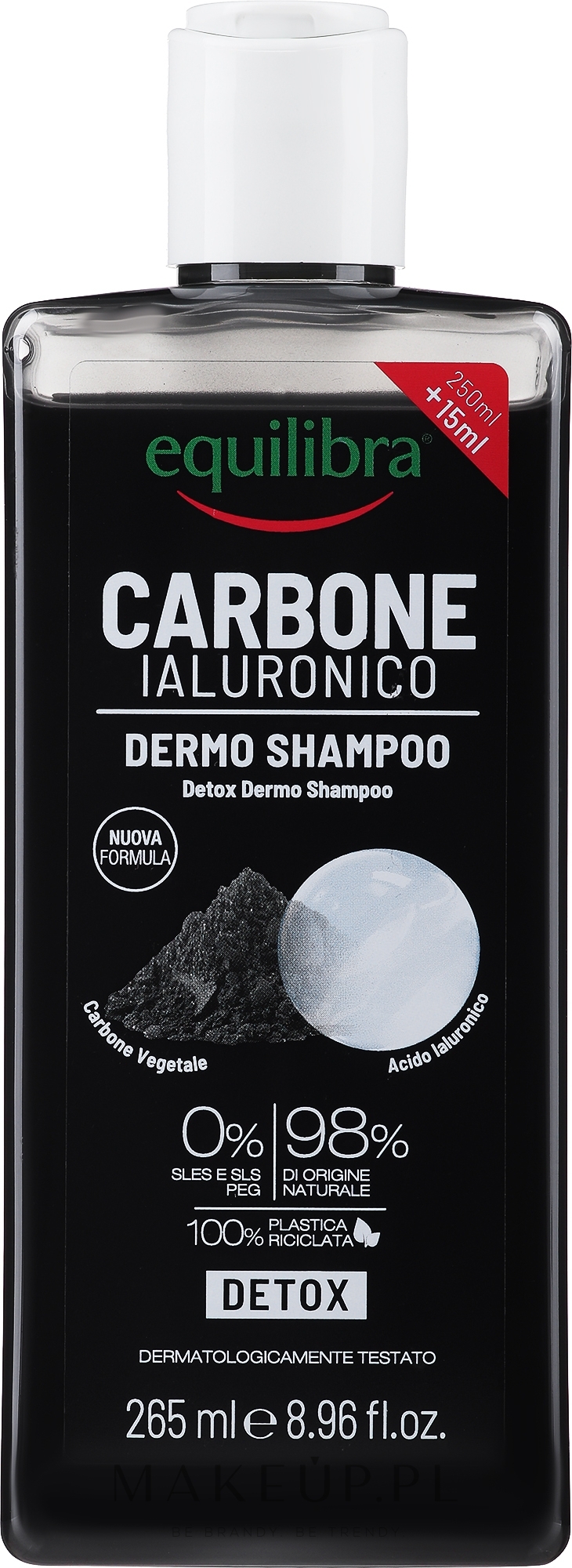 Szampon do włosów z węglem aktywnym - Equilibra Active Charcoal Detox Shampoo — Zdjęcie 265 ml
