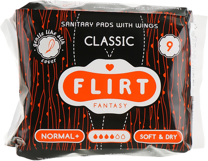 Podpaski Classic, Soft & Dry, 4 krople, 9 szt. - Fantasy Flirt