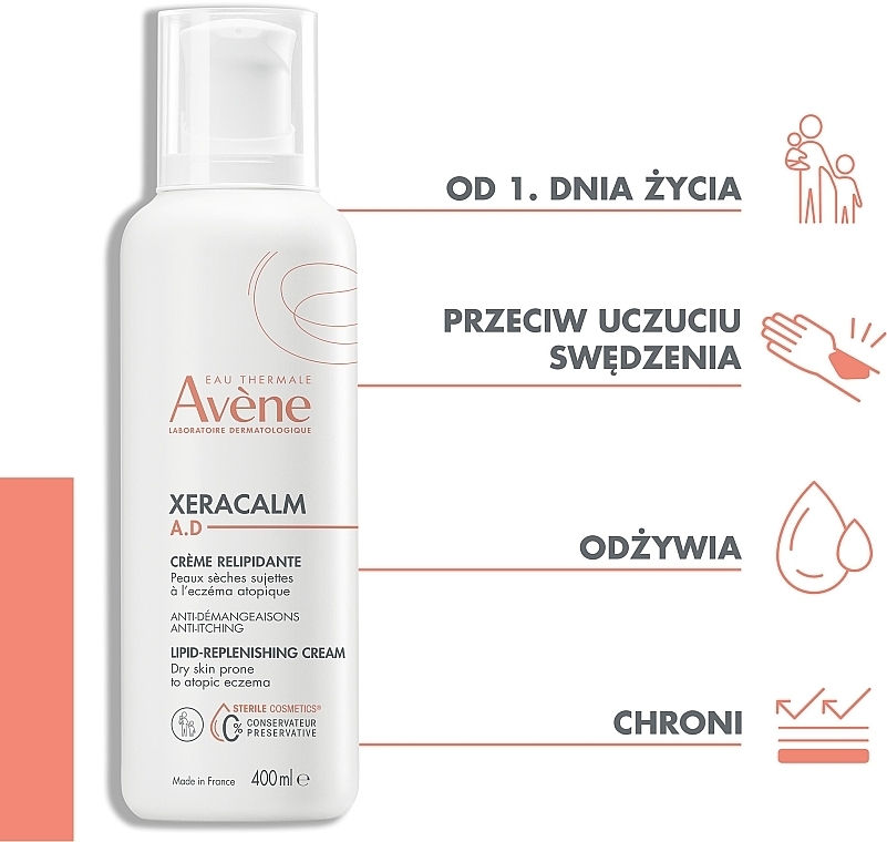 Nawilżający balsam przywracający równowagę hydrolipidową skóry - Avene XeraCalm A.D Lipid-Replenishing Balm — Zdjęcie N3