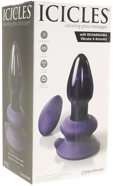 Wibrujący korek analny - PipeDream Icicles Vibrating Glass Butt Plug Massager No.85 — Zdjęcie N1