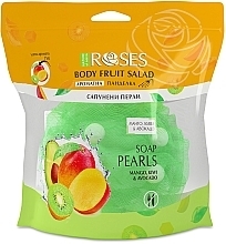 Gąbka do kąpieli z perełkami mydlanymi Mango, awokado, kiwi - Nature of Agiva Roses Body Fruit Salad Soap Pearls — Zdjęcie N3