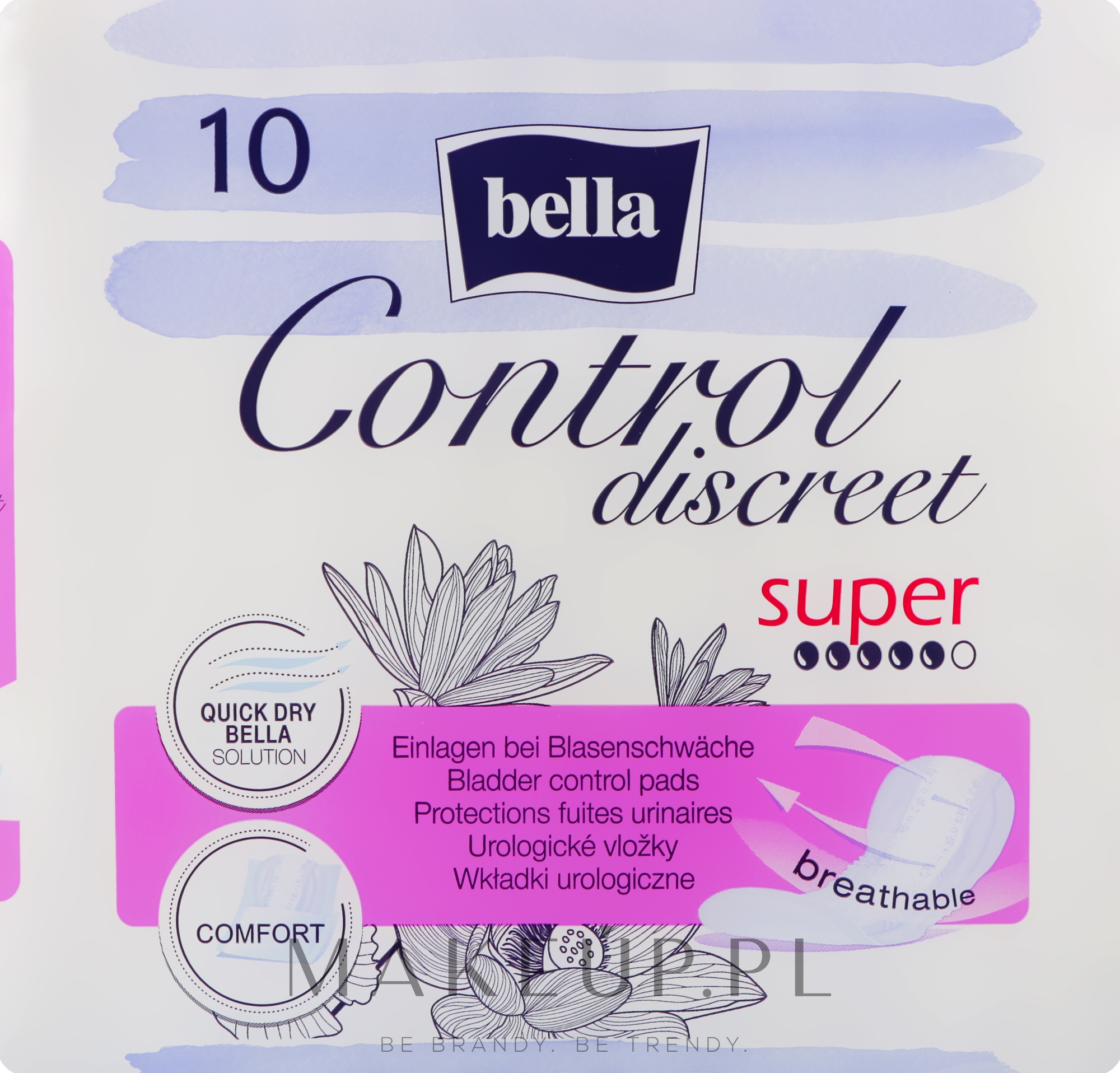 Wkładki urologiczne, 10 szt. - Bella Control Discreet Super Bladder Control Pads — Zdjęcie 10 szt.
