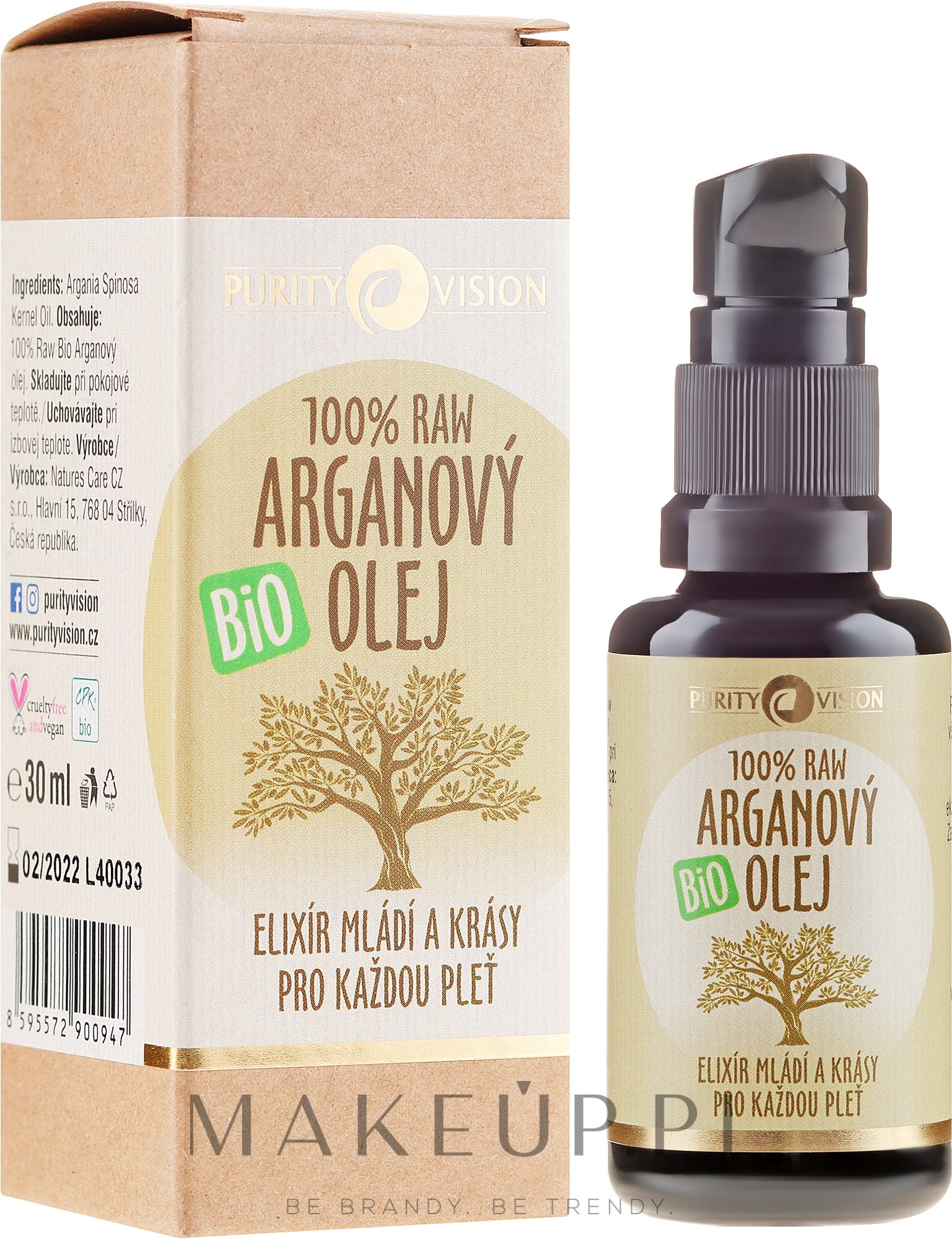Olej arganowy - Purity Vision 100% Raw Bio Argan Oil — Zdjęcie 30 ml