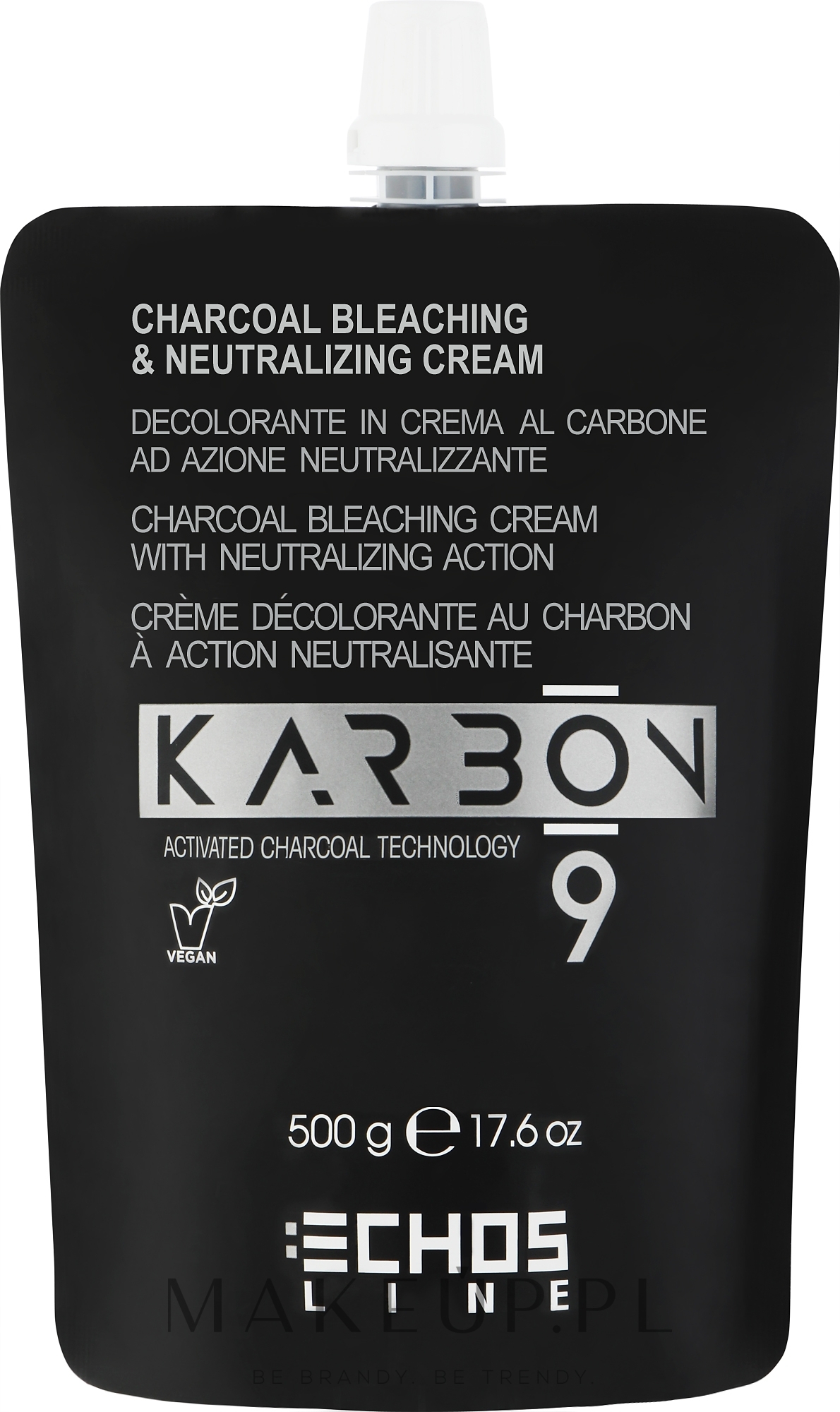 Krem rozjaśniający do włosów z czynnikiem neutralizującym - Echosline Karbon 9 Charcoal Bleaching & Neutralizing Cream — Zdjęcie 500 g