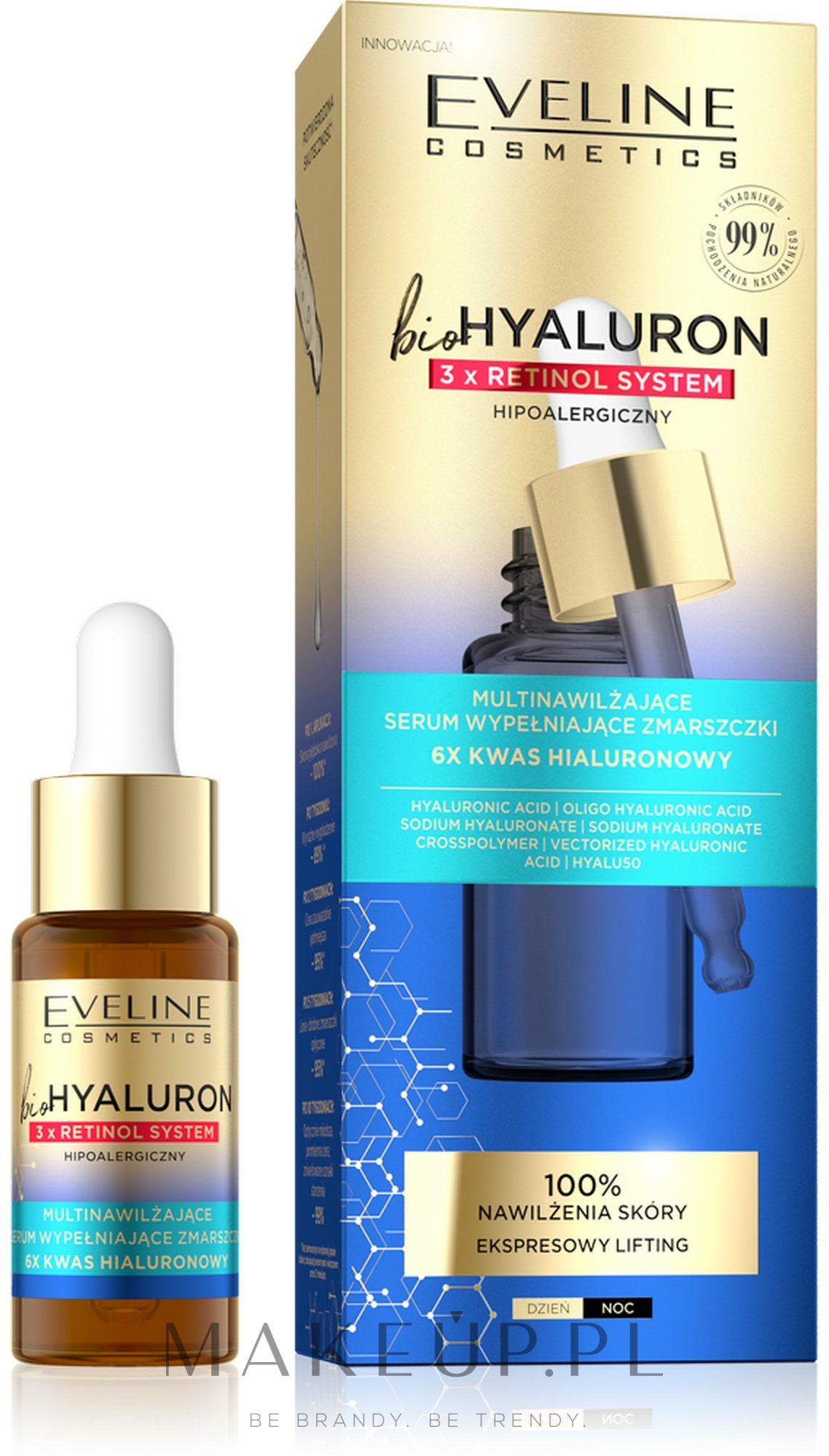 Multinawilżające serum wypełniające zmarszczki - Eveline Cosmetics BioHyaluron 3x Retinol System Serum — Zdjęcie 18 ml