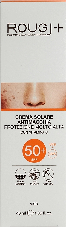 Emulsja przeciwsłoneczna do twarzy z witaminą C - Rougj+ Sunscreen Cream Anti-Spot Very High Protection With Vitamin C SPF50+ — Zdjęcie N2