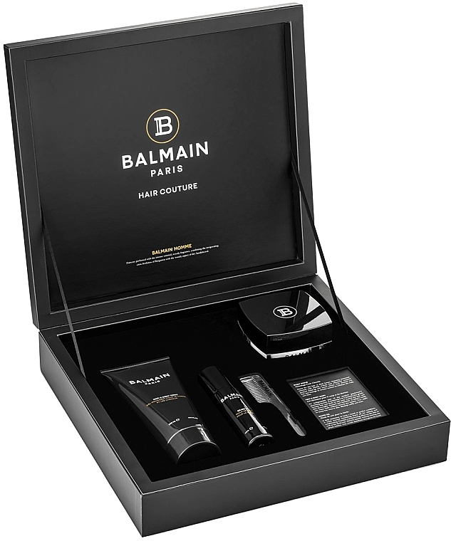 Zestaw - Balmain Paris Hair Couture Signature Men's Giftset (oil 30 ml + shampoo 200 ml + scrub 100 g + brush 1 p) — Zdjęcie N2