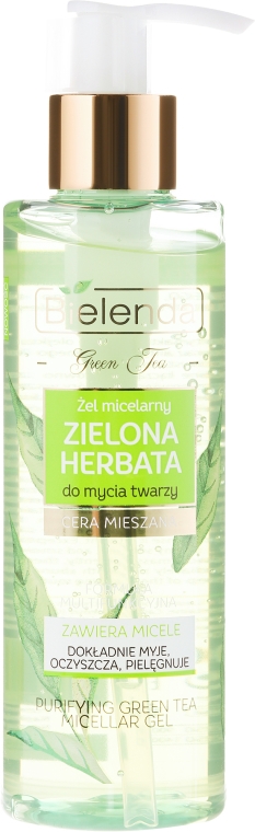 Żel micelarny do mycia twarzy do cery mieszanej Zielona herbata - Bielenda Green Tea