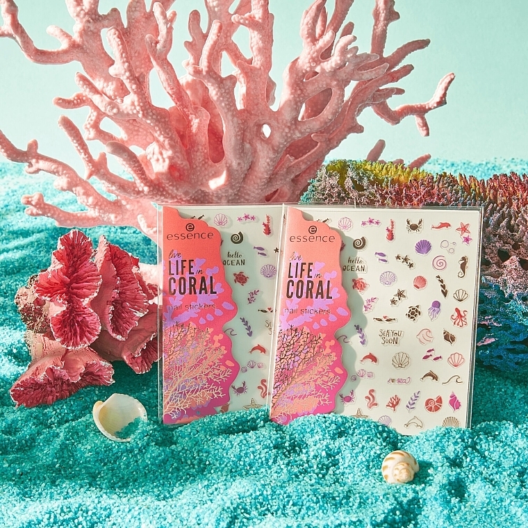 Kolorowe naklejki na paznokcie - Essence Live Life In Coral It's A Reef Of Happiness! Nail Stickers — Zdjęcie N2