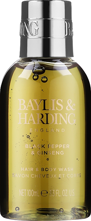 Zestaw - Baylis & Harding Black Pepper & Ginseng Signature Collection (sh/gel/100ml + f/wash/100ml + crystals/75g + bathrobe) — Zdjęcie N3