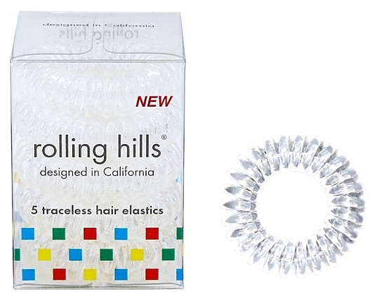 Gumki do włosów, przezroczyste, 5 szt. - Rolling Hills 5 Traceless Hair Rings Transparent — Zdjęcie N1