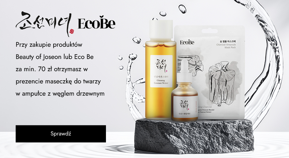 Przy zakupie produktów Beauty of Joseon lub Eco Be za min. 70 zł otrzymasz w prezencie maseczkę do twarzy w ampułce z węglem drzewnym.