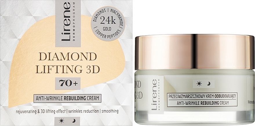 Rewitalizujący krem do twarzy 70+ - Lirene Diamond lifting 3D Cream — Zdjęcie N2