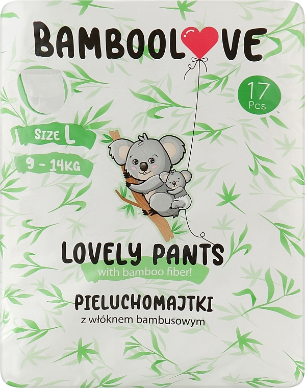 Bambusowe pieluszko-majtki, L (9-14 kg), 17 szt. - Bamboolove Lovely Pants — Zdjęcie N1