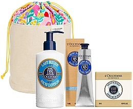 Kup Zestaw - L'Occitane Shea Butter (b/milk/250ml + h/cr/75ml + soap/100g + bag/1pc)