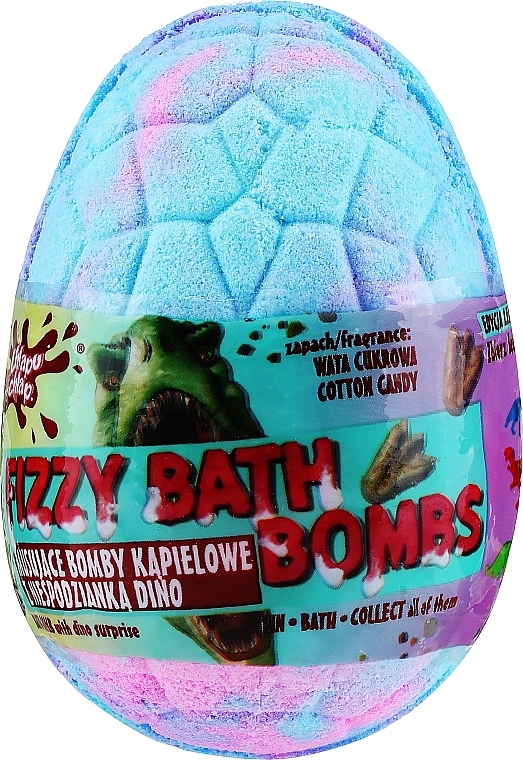 Kula do kąpieli Dino z niespodzianką, różowo-niebieska o zapachu waty cukrowej - Chlapu Chlap Dino Cotton Candy Fizzy Bath Bombs — Zdjęcie N1