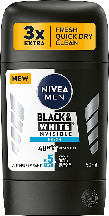 Antyperspirant w sztyfcie - NIVEA MEN Black & White Invisible Fresh — Zdjęcie N1