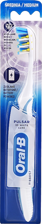 Wibrująca szczoteczka do zębów, średniej twardości, biało-niebieska - Oral-B Pulsar 3D White Luxe Medium — фото N1